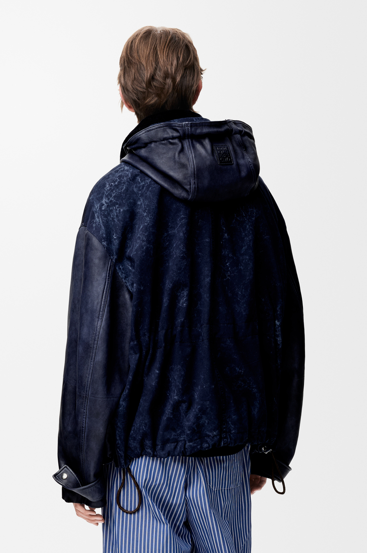 LOEWE Parka corta en piel napa de cordero y algodón Azul Marino