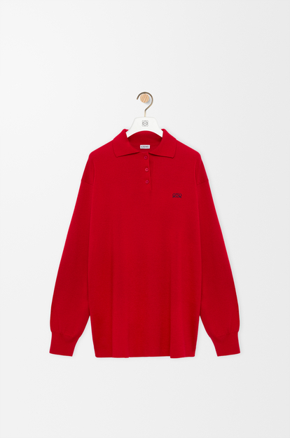 LOEWE Polo sweater in cashmere and silk blend Red